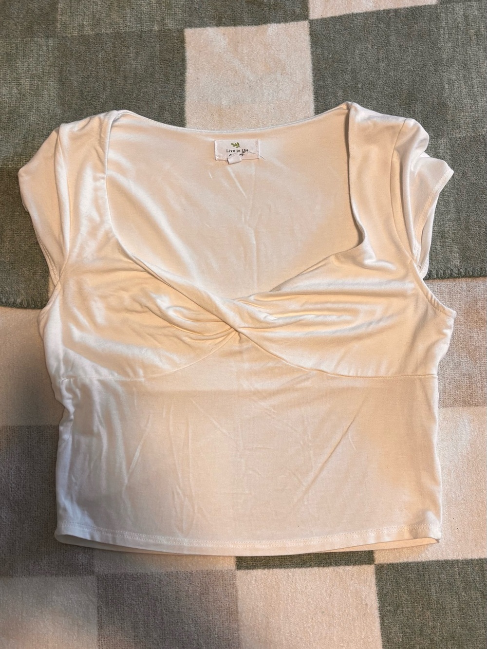 Love Tree Cream Twist-Front Crop Top